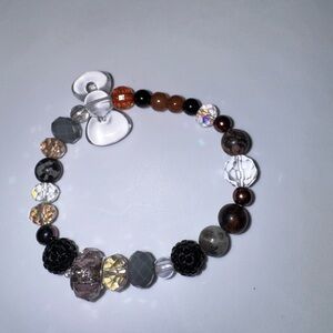 Chic Beaded Bracelet with Black, Brown, and White Accents